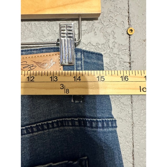 Suzanne Betro Denim Flare Jeans Womens Sz 12 Blue High Rise Embroidered Western - Picture 3 of 11